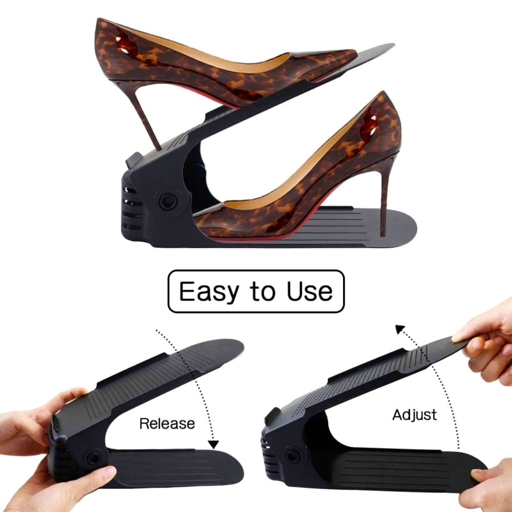 Shoe Organizers Adjustable Shoe Stackers 20pk-BLACK